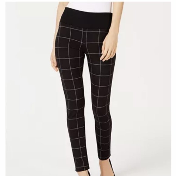 NWT INC Skinny Plaid Front Leggings Size 0 - Picture 1 of 10